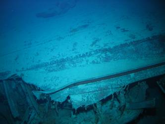 Large section of hull in debris field